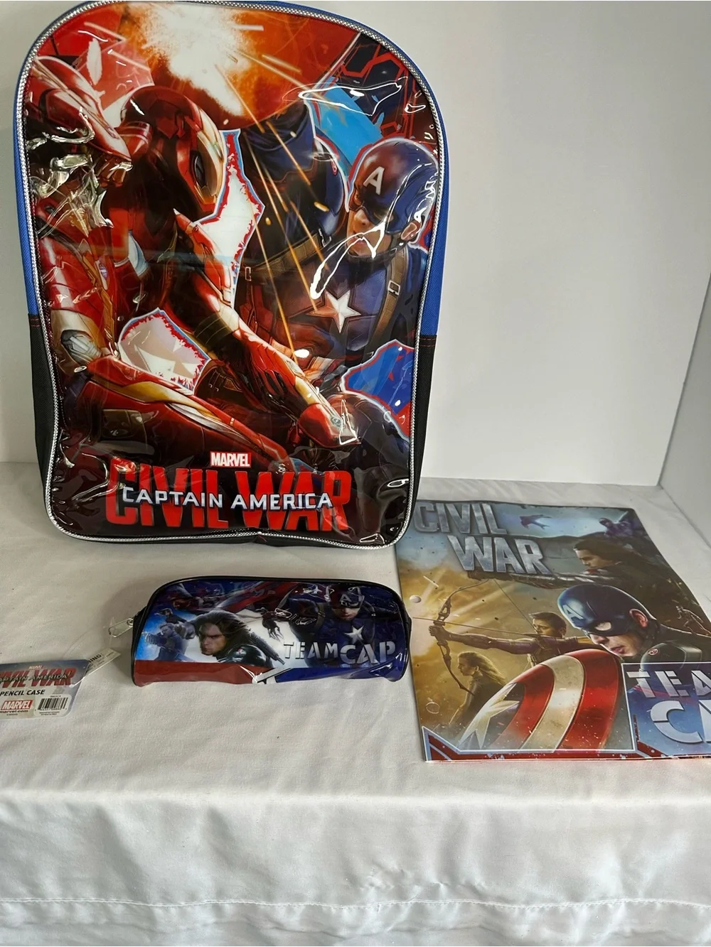 Marvel Captain America Civil War Boys 16” Backpack Set- Red/Blue